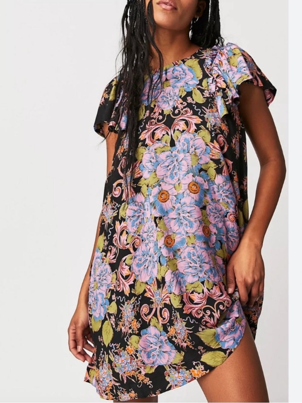 Free People Yara Mini Dress in Twilight Combo Floral Size XS